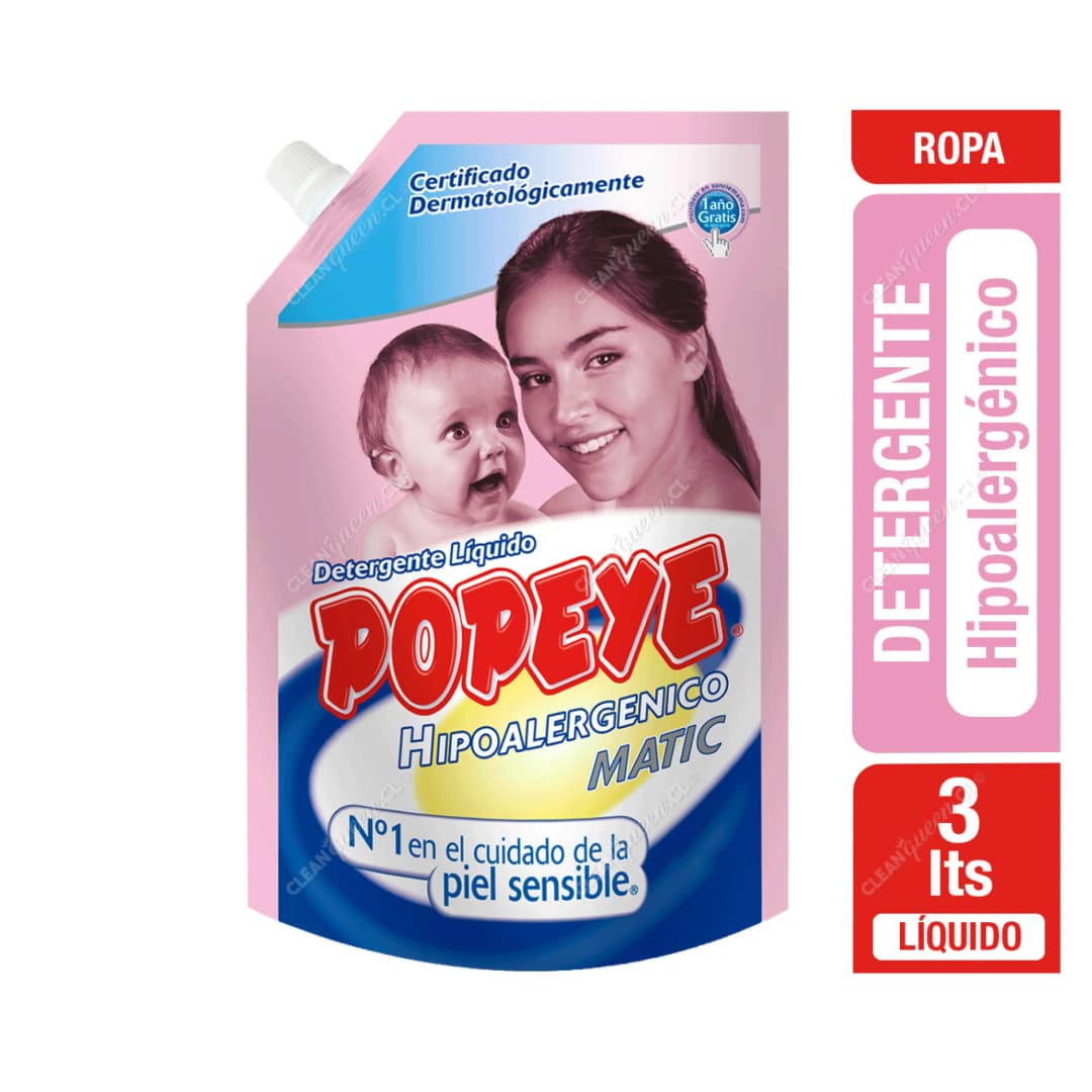DETERGENTE POPEYE HIPOALERGENICO MATIC 3 LT