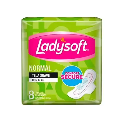 TOALLAS FEMENINAS LADYSOFT NORMAL TELA SUAVE CON ALAS 8 UN