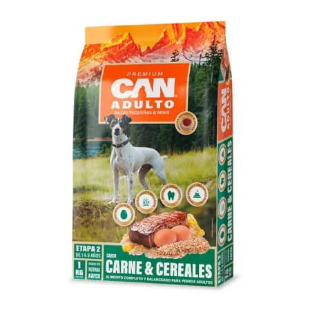 CAN PREMIUN ADULTO RAZAS PEQUEÑAS Y MINIS 1KG CARNE/CEREALES